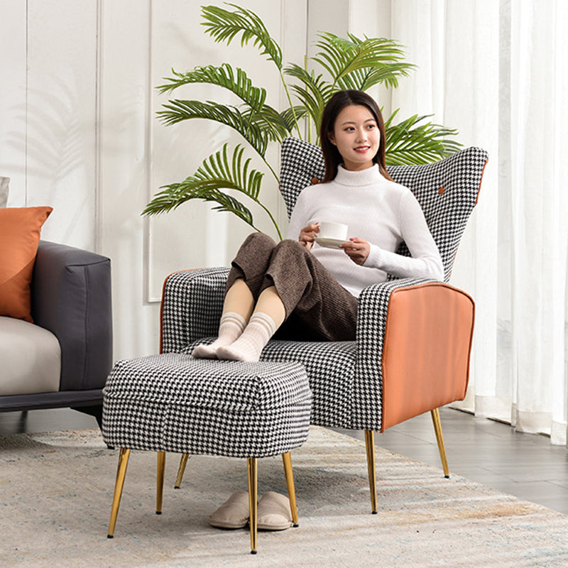 Scandinavian Metal Solid Wood Leather Accent Chair