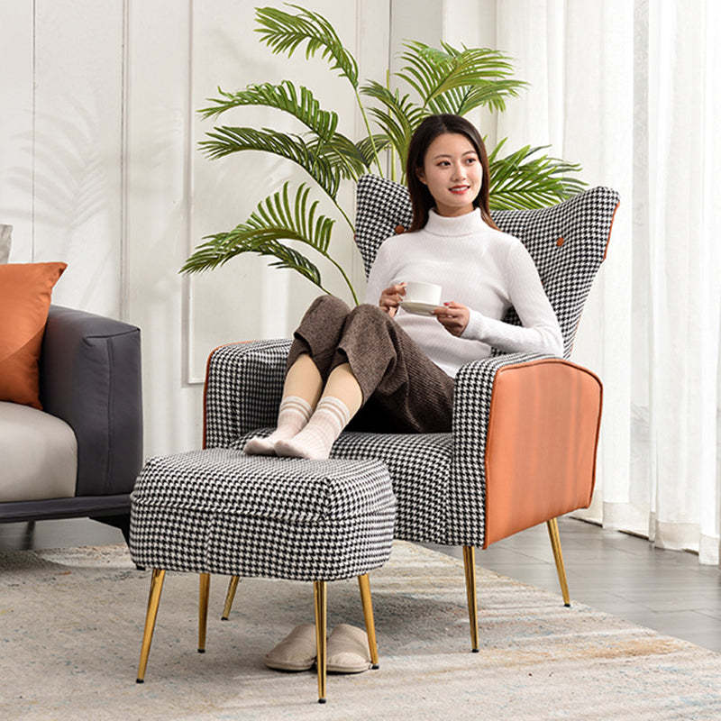 Scandinavian Metal Solid Wood Leather Accent Chair