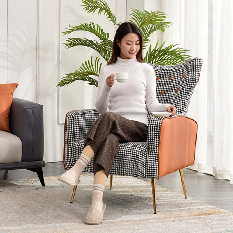 Scandinavian Metal Solid Wood Leather Accent Chair