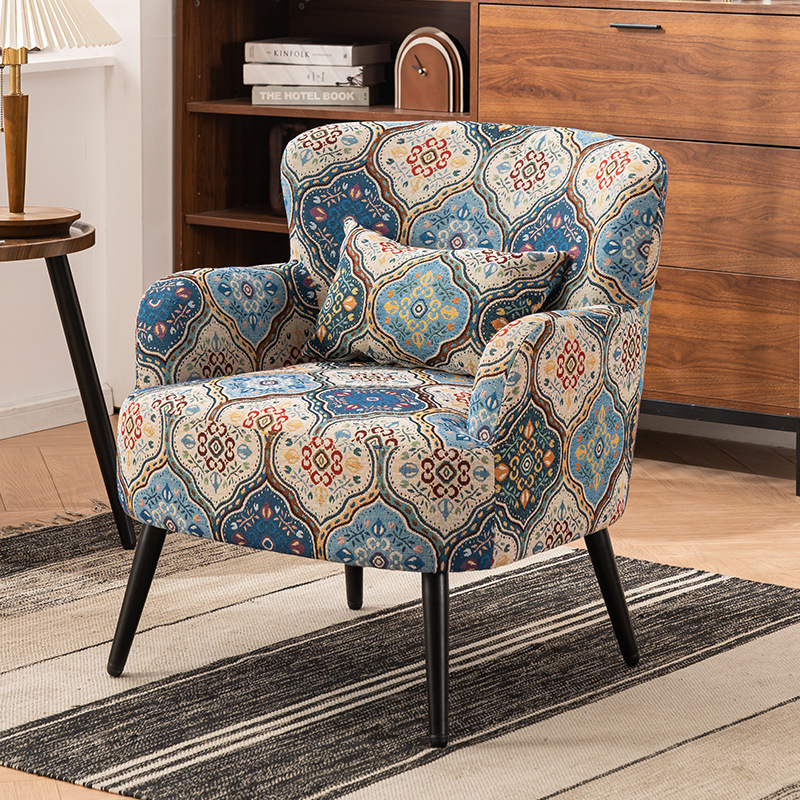 French Steel Wood Fabric Sofa — E