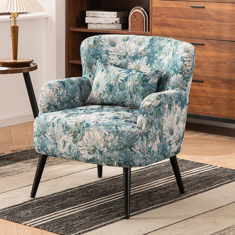 French Steel Wood Fabric Sofa