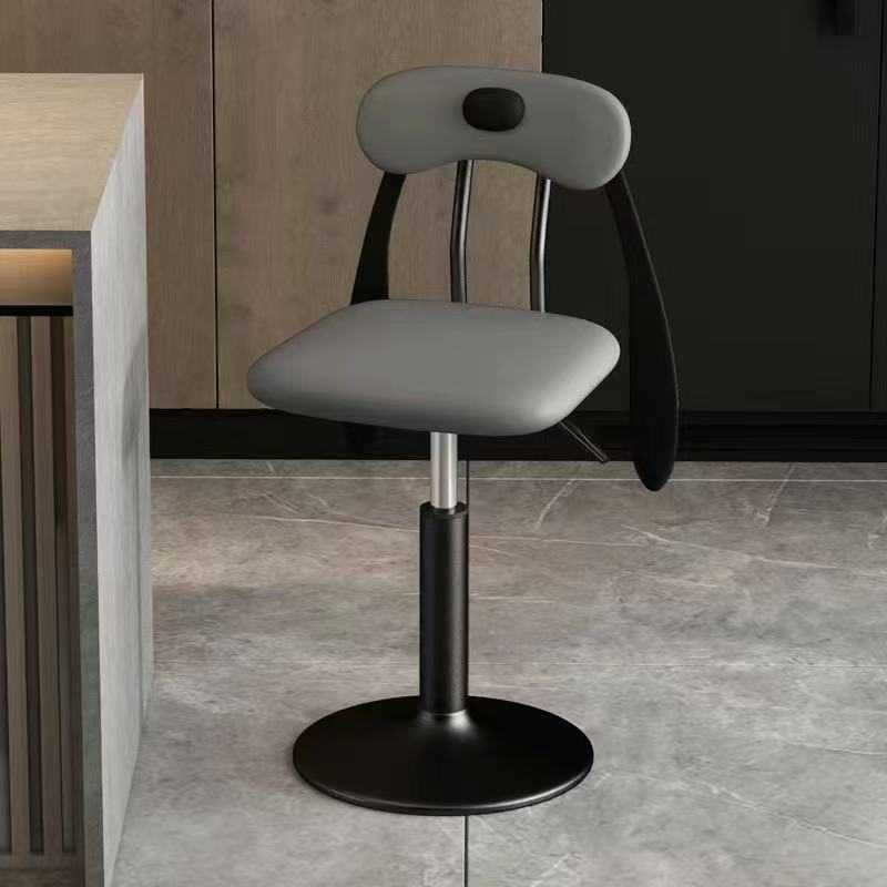 Puppy Shape Leather Steel Bar Stool — Tall / Light Gray