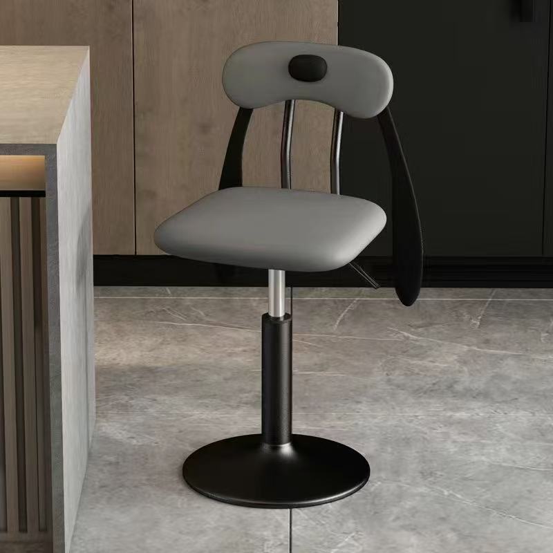 Puppy Shape Leather Steel Bar Stool — Tall / Light Gray