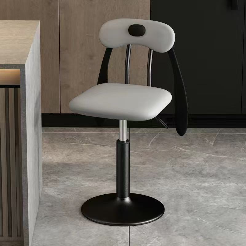 Puppy Shape Leather Steel Bar Stool — Tall / White