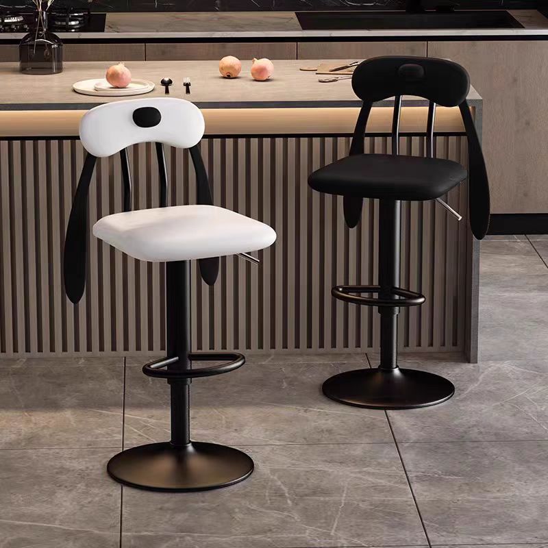 Puppy Shape Leather Steel Bar Stool — Short / Dark Gray