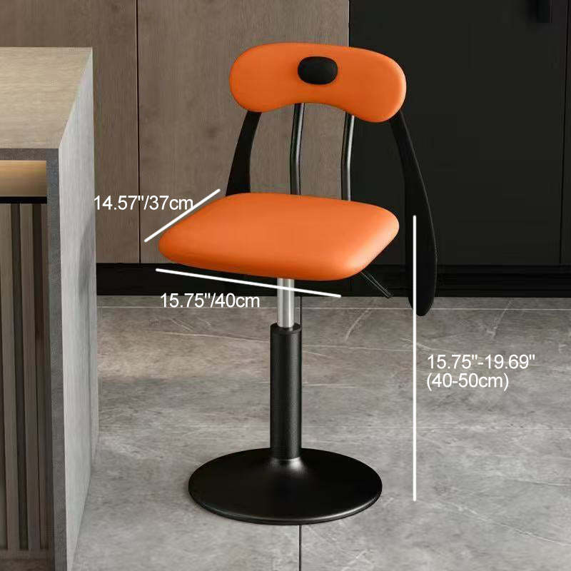 Puppy Shape Leather Steel Bar Stool — Short / Orange