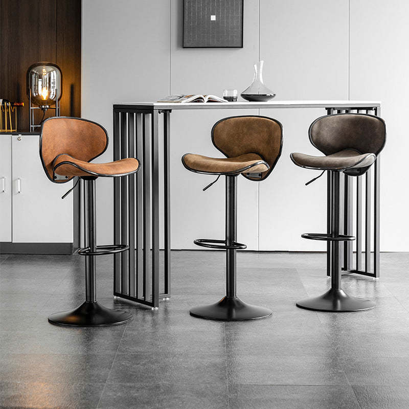 Scandinavian Tech Fabric Iron Bar Stool — Camel