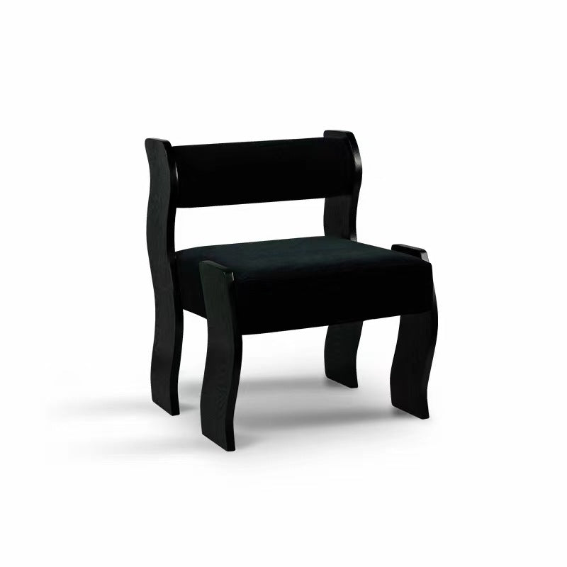 French Cylinder Willow Wood Vanity Stool — Black