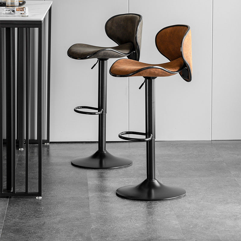 Scandinavian Tech Fabric Iron Bar Stool — Brown