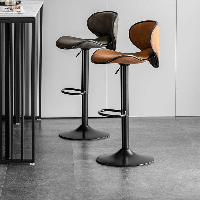 Scandinavian Tech Fabric Iron Bar Stool — Brown