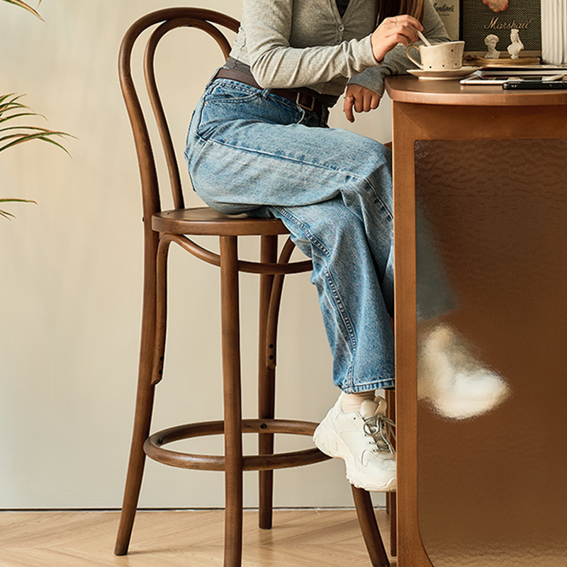 Japanese Curve Beech Bar Stool