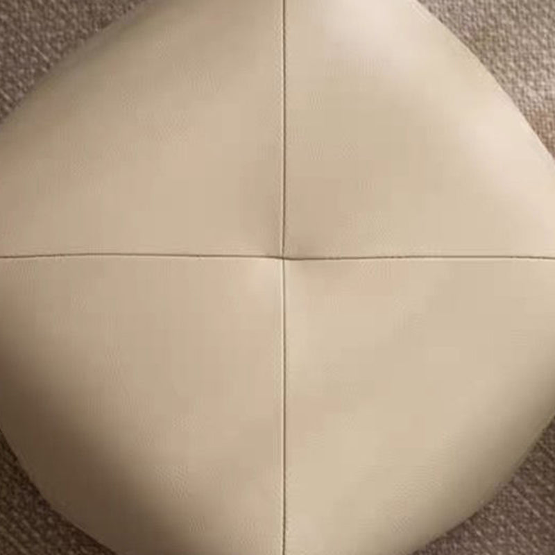 Japanese Polygonal Leather Wood Footstool — Off White
