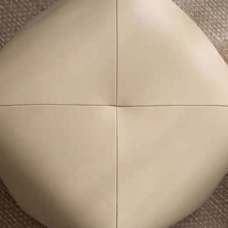 Japanese Polygonal Leather Wood Footstool — Off White
