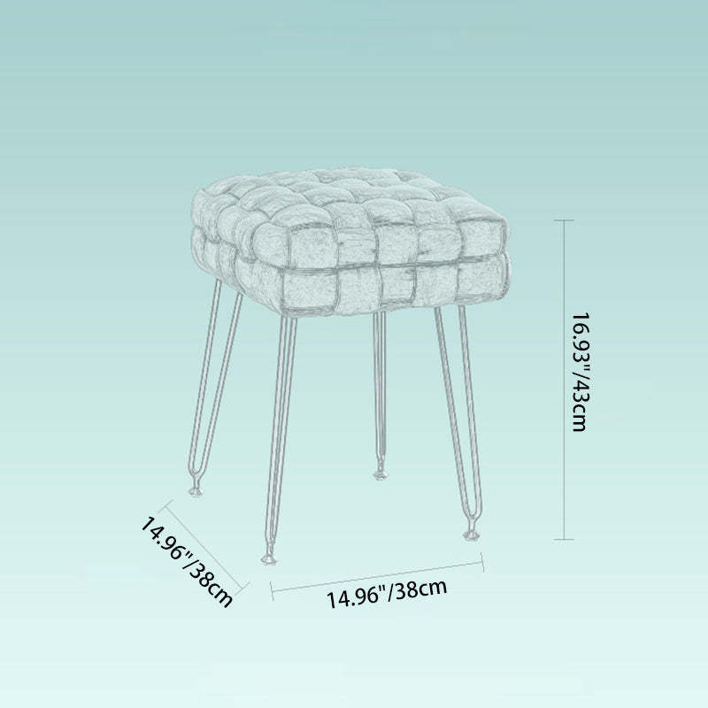 Nordic Flannelette Steel Cotton Footstool — Blue
