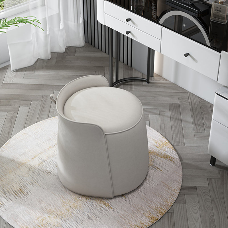 Nordic Tech Fabric Rotatable Backless Vanity Stool — Rotatable / Off White