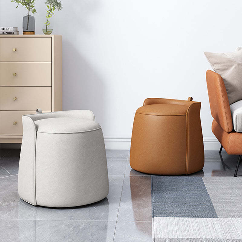 Nordic Tech Fabric Rotatable Backless Vanity Stool — Non-rotatable / Off White
