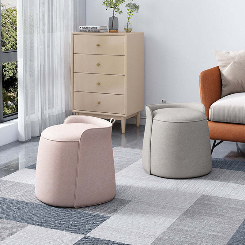 Nordic Tech Fabric Rotatable Backless Vanity Stool — Non-rotatable / Light Pink