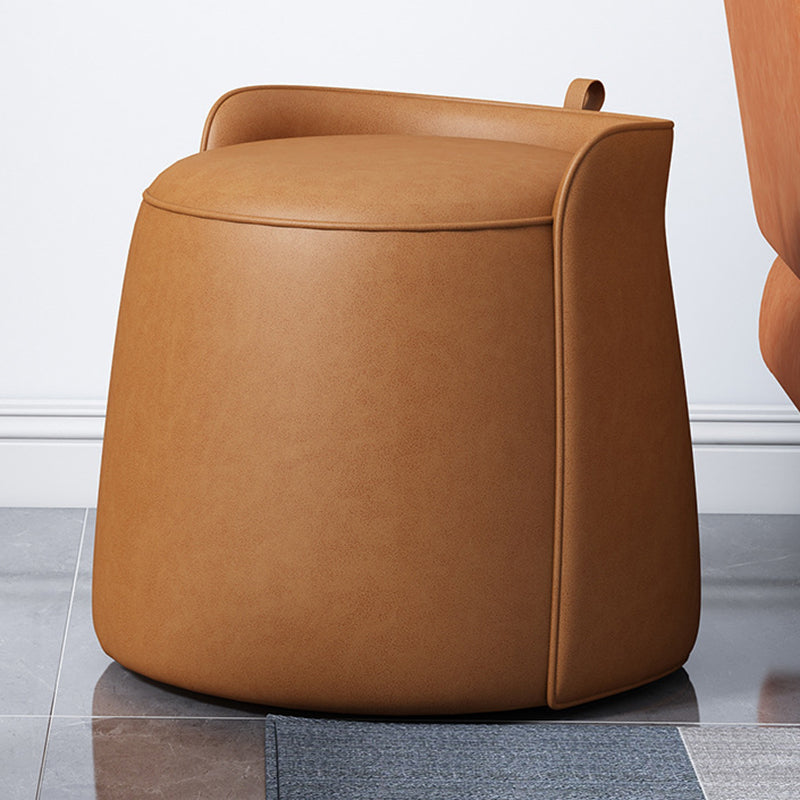 Nordic Tech Fabric Rotatable Backless Vanity Stool — Rotatable / Orange