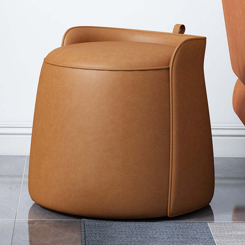 Nordic Tech Fabric Rotatable Backless Vanity Stool — Rotatable / Orange
