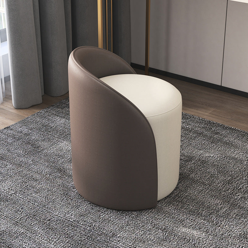 Nordic Cylinder Leather Wood Vanity Stool