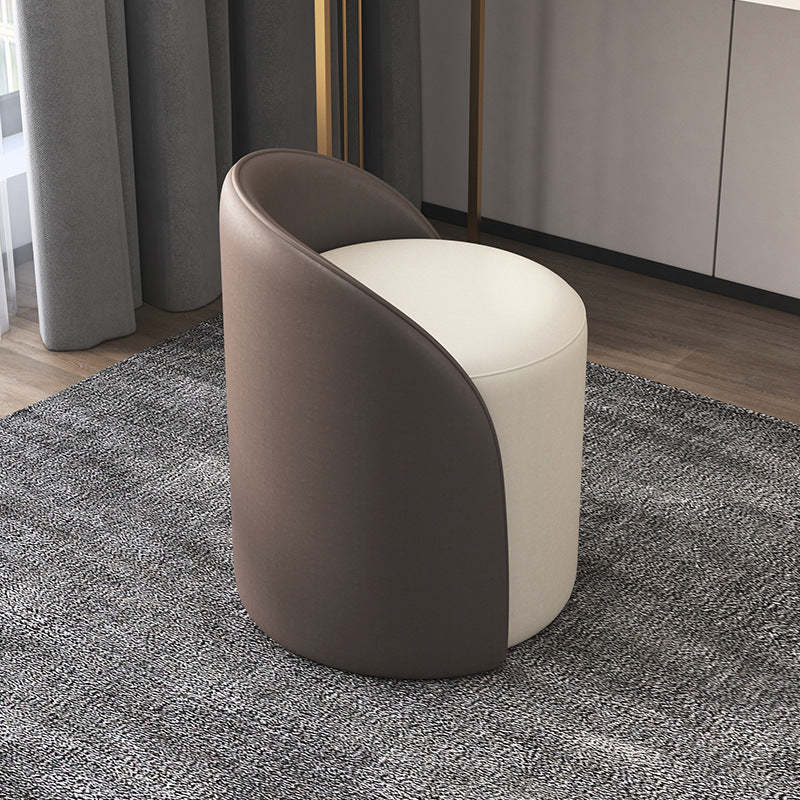 Nordic Cylinder Leather Wood Vanity Stool