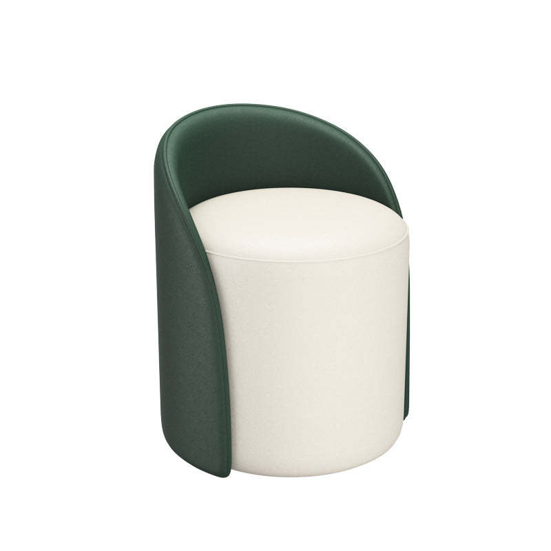Nordic Cylinder Leather Wood Vanity Stool