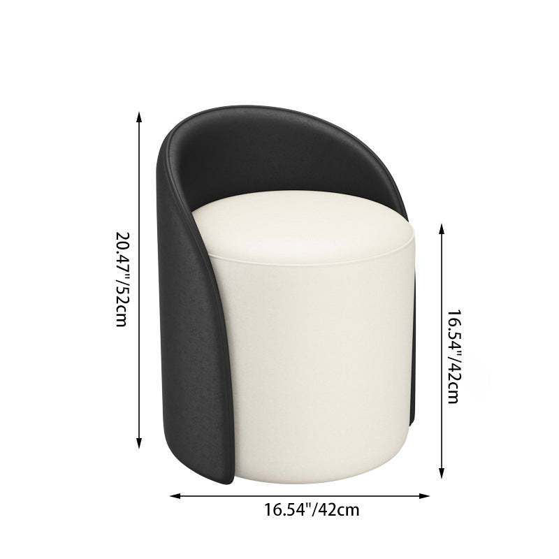 Nordic Cylinder Leather Wood Vanity Stool