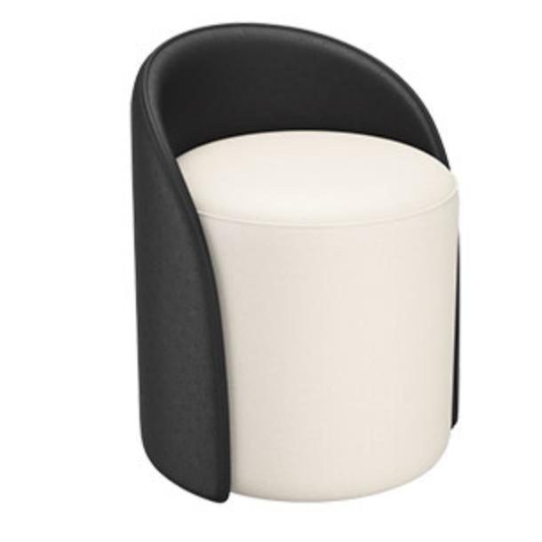 Nordic Cylinder Leather Wood Vanity Stool
