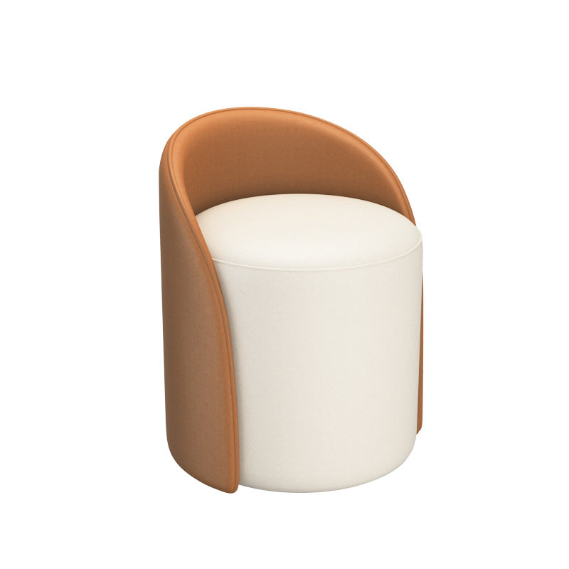 Nordic Cylinder Leather Wood Vanity Stool