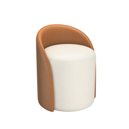 Nordic Cylinder Leather Wood Vanity Stool