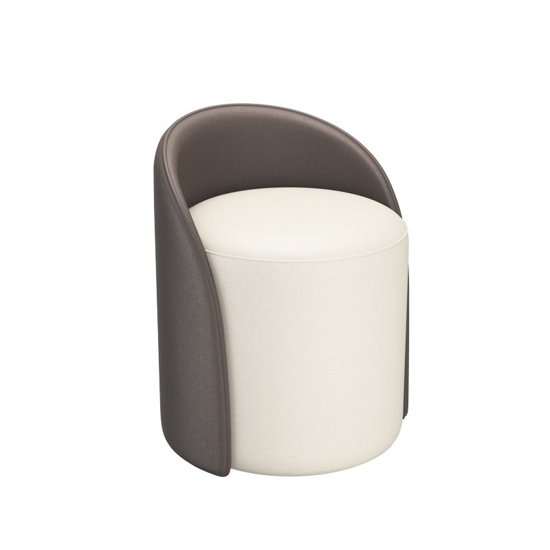 Nordic Cylinder Leather Wood Vanity Stool