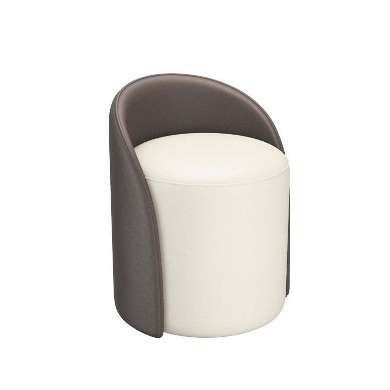 Nordic Cylinder Leather Wood Vanity Stool