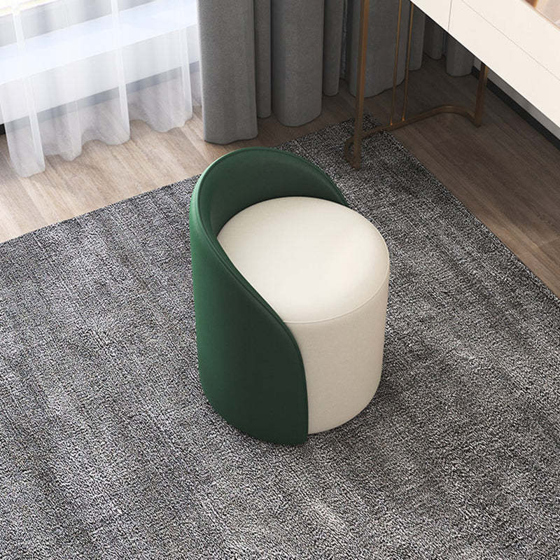 Nordic Cylinder Leather Wood Vanity Stool