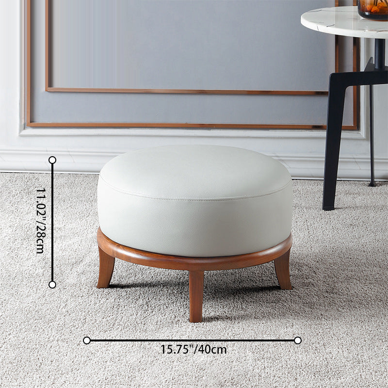 Nordic Leather Ash Backless Footstool — Small - Square / Black