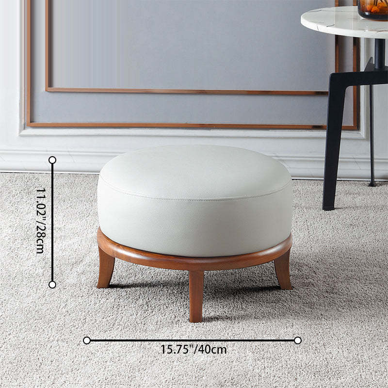 Nordic Leather Ash Backless Footstool — Small - Square / Black