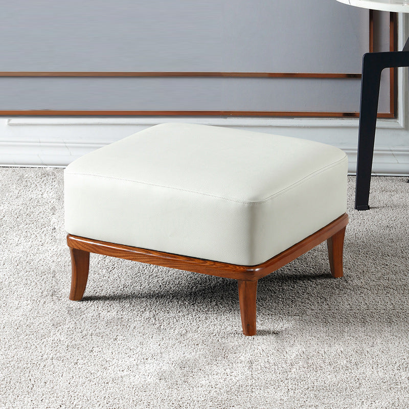 Nordic Leather Ash Backless Footstool