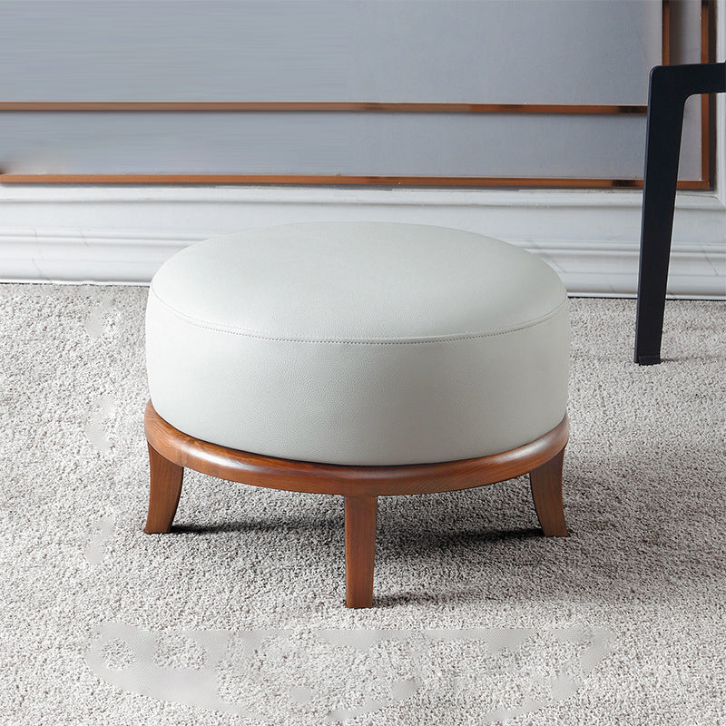 Nordic Leather Ash Backless Footstool