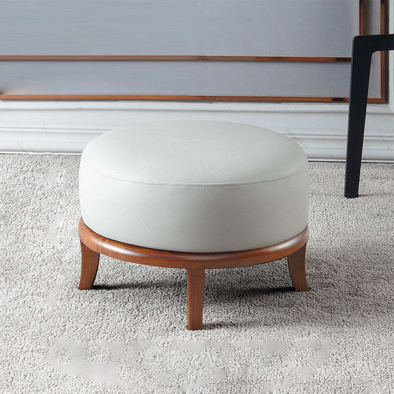Nordic Leather Ash Backless Footstool