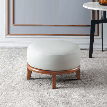 Nordic Leather Ash Backless Footstool — Small - Square / Off White