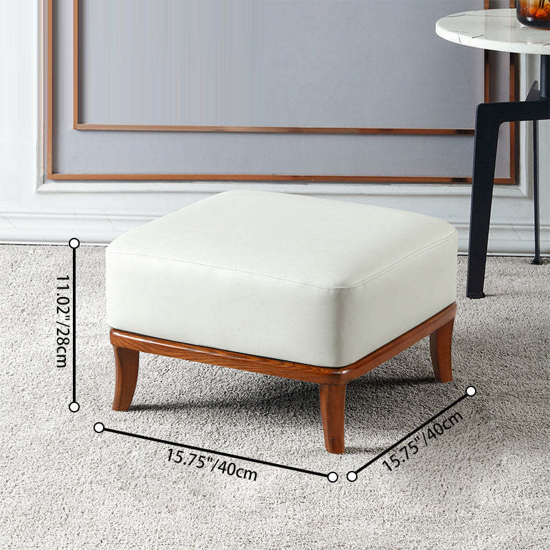 Nordic Leather Ash Backless Footstool — Large - Round / Black