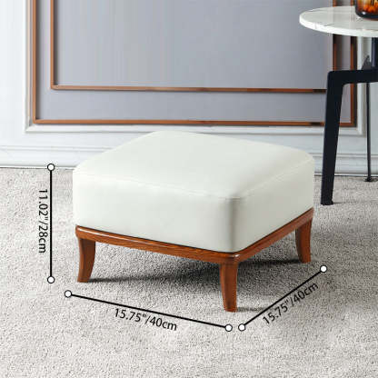 Nordic Leather Ash Backless Footstool — Large - Round / Black
