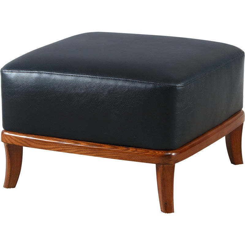 Nordic Leather Ash Backless Footstool