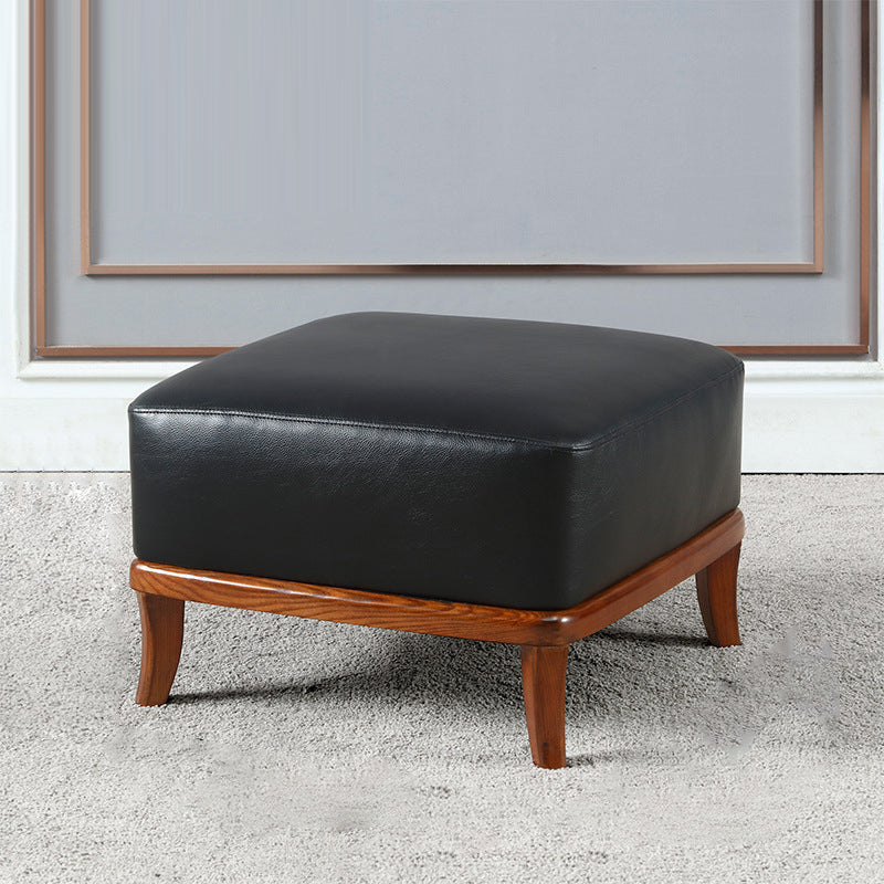 Nordic Leather Ash Backless Footstool