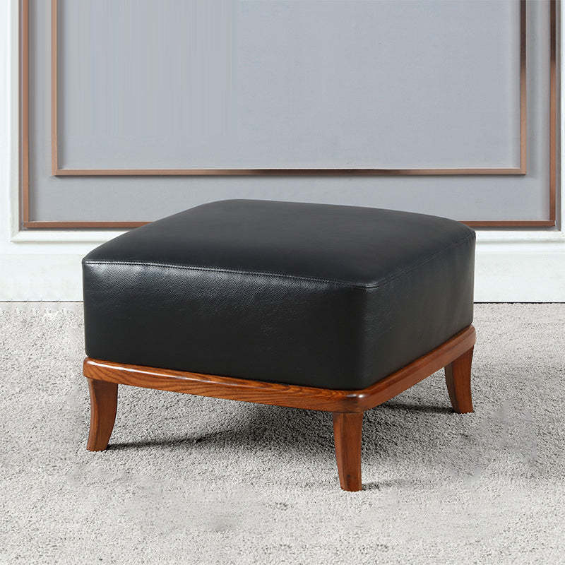 Nordic Leather Ash Backless Footstool