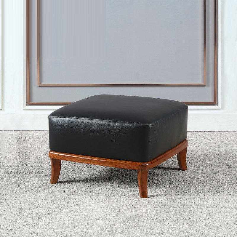 Nordic Leather Ash Backless Footstool