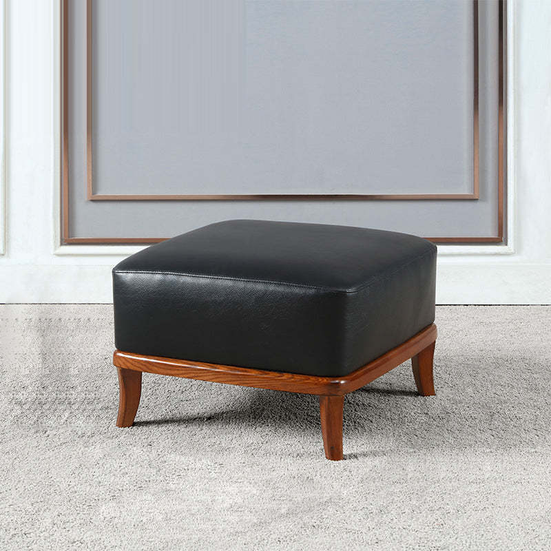 Nordic Leather Ash Backless Footstool