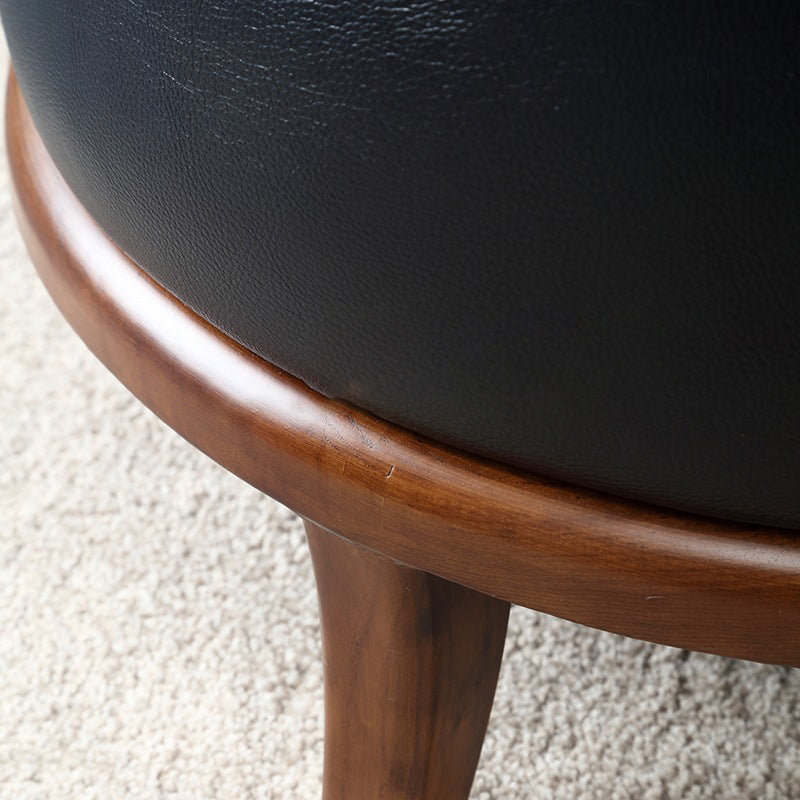 Nordic Leather Ash Backless Footstool — Large - Square / Black