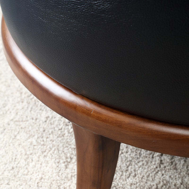 Nordic Leather Ash Backless Footstool — Large - Square / Black