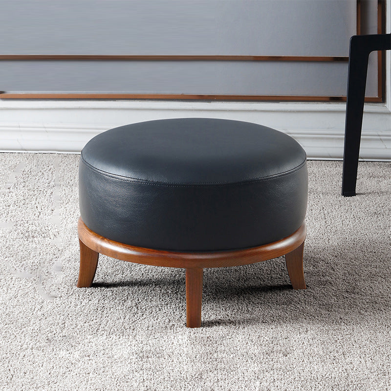Nordic Leather Ash Backless Footstool