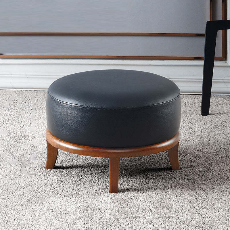 Nordic Leather Ash Backless Footstool